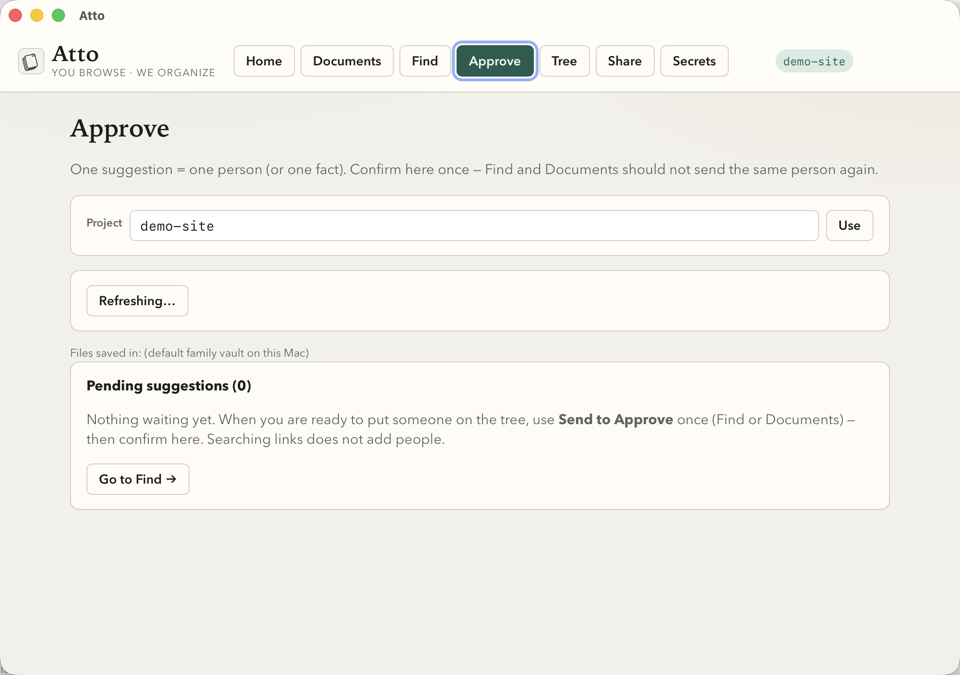 Approve — pending suggestions you accept or reject