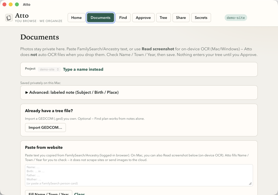 Documents — notes, paste, Read screenshot